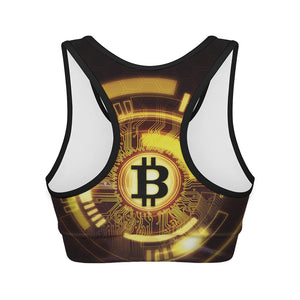 Bitcoin Crypto Symbol Print Women's Sports Bra