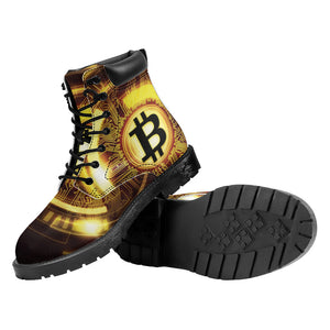 Bitcoin Crypto Symbol Print Work Boots