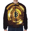 Bitcoin Crypto Symbol Print Zip Sleeve Bomber Jacket