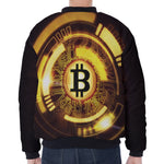 Bitcoin Crypto Symbol Print Zip Sleeve Bomber Jacket