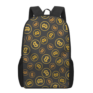 Bitcoin Cryptocurrency Pattern Print 17 Inch Backpack