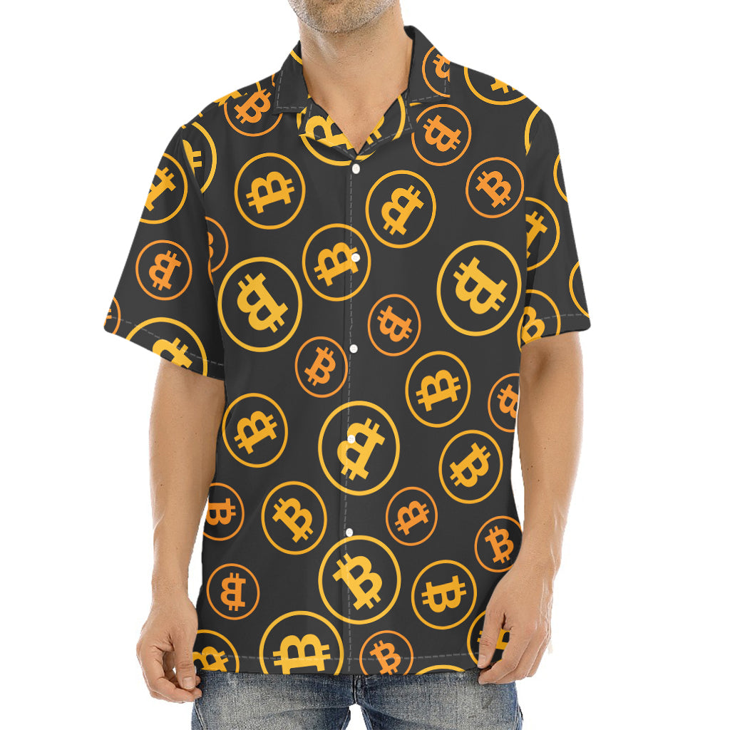 Bitcoin Cryptocurrency Pattern Print Aloha Shirt