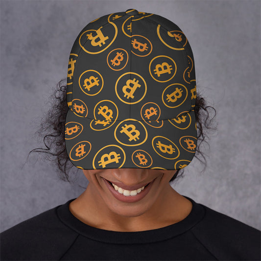 Bitcoin Cryptocurrency Pattern Print Baseball Cap
