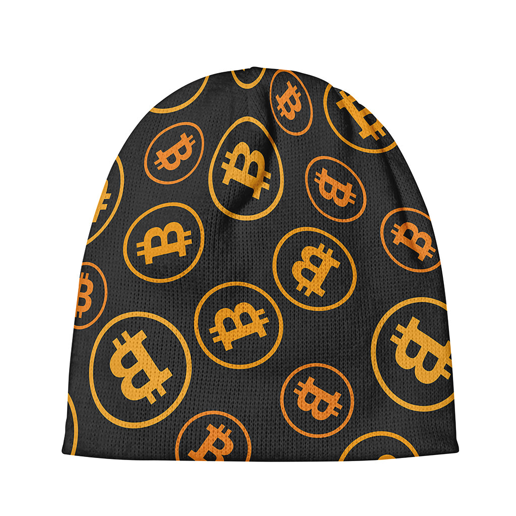 Bitcoin Cryptocurrency Pattern Print Beanie