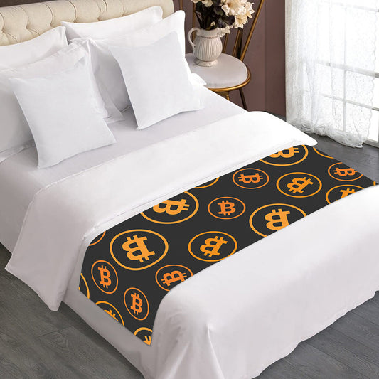 Bitcoin Cryptocurrency Pattern Print Bed Runner