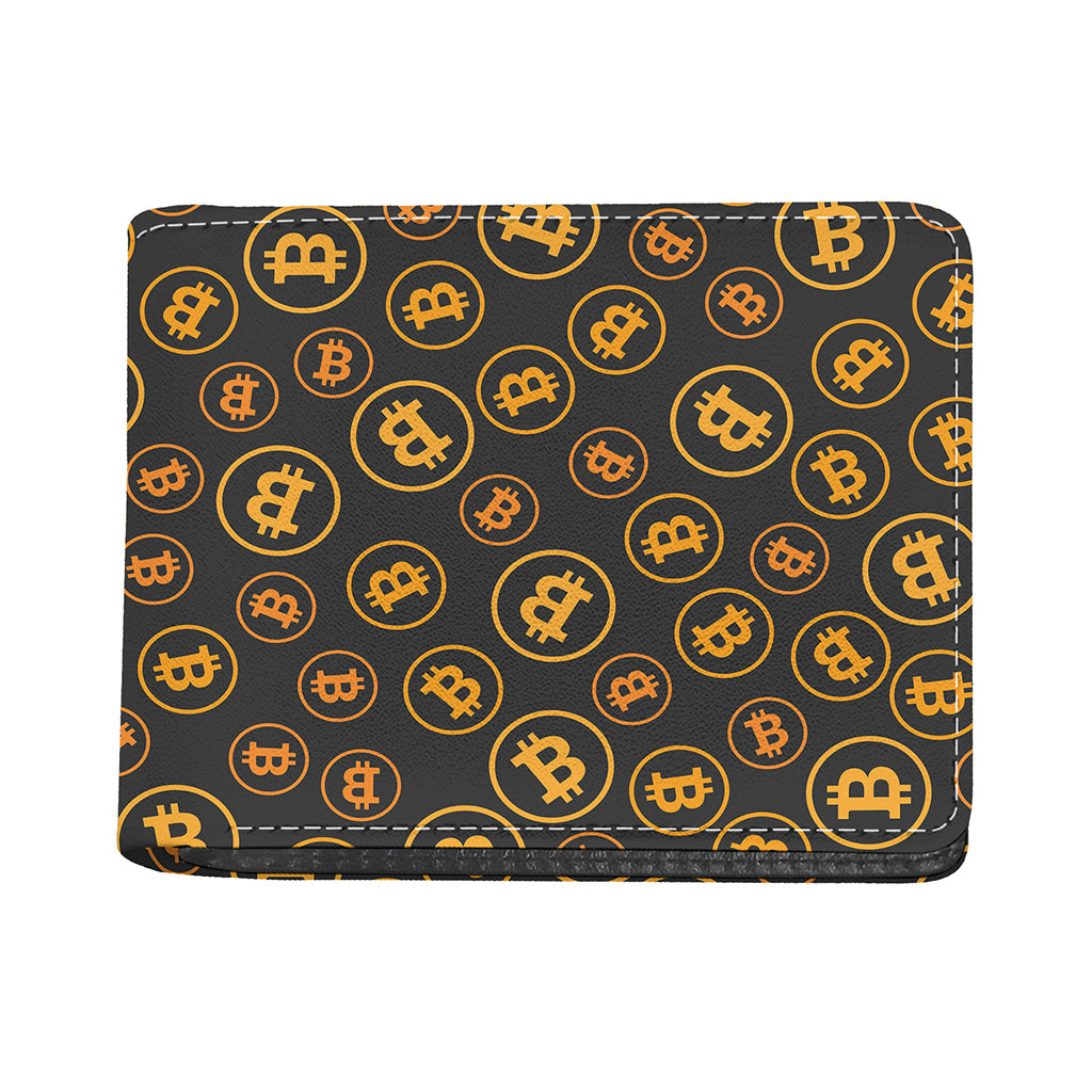 Bitcoin Cryptocurrency Pattern Print Bifold Wallet