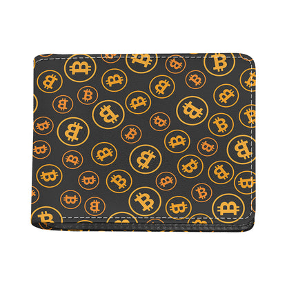 Bitcoin Cryptocurrency Pattern Print Bifold Wallet