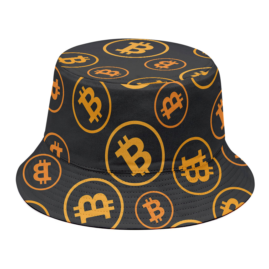 Bitcoin Cryptocurrency Pattern Print Bucket Hat