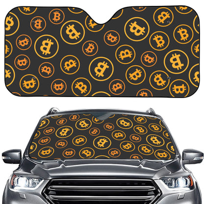 Bitcoin Cryptocurrency Pattern Print Car Windshield Sun Shade