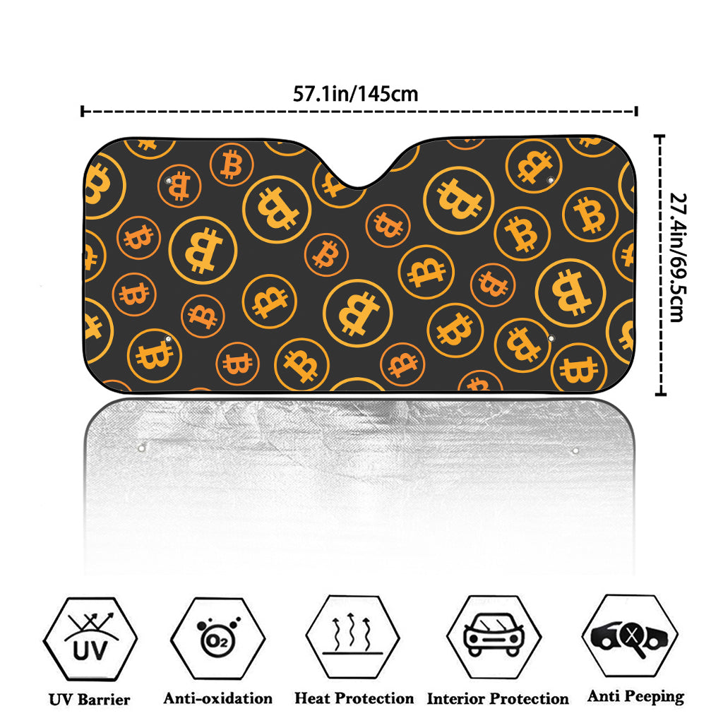 Bitcoin Cryptocurrency Pattern Print Car Windshield Sun Shade