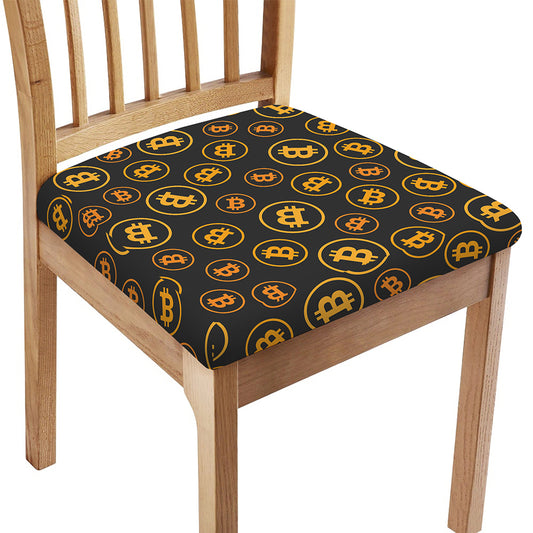 Bitcoin Cryptocurrency Pattern Print Chair Cushion Cover