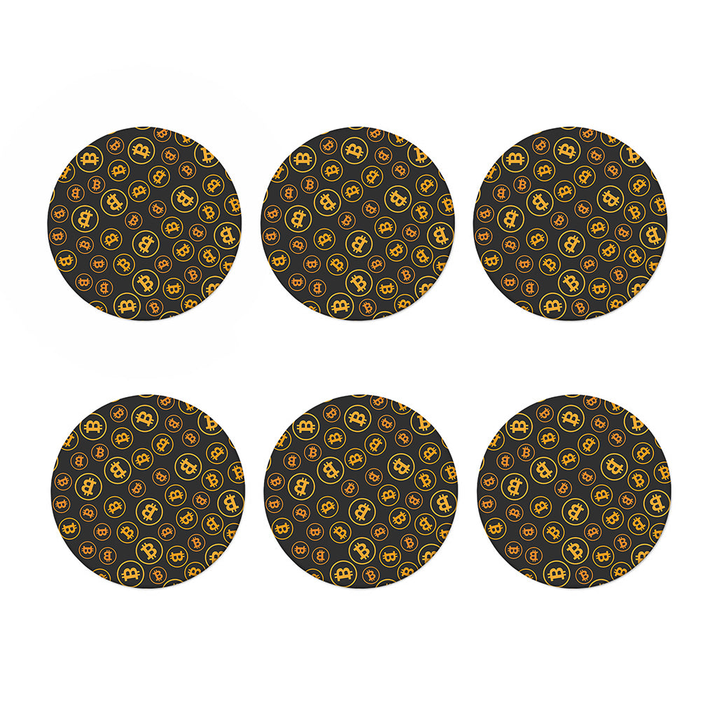Bitcoin Cryptocurrency Pattern Print Coaster Set