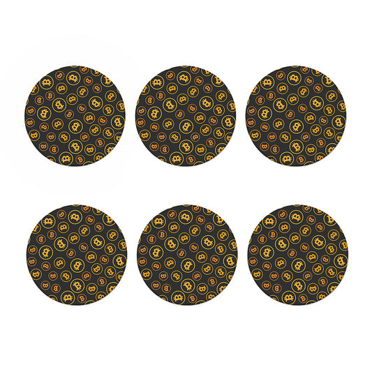 Bitcoin Cryptocurrency Pattern Print Coaster Set