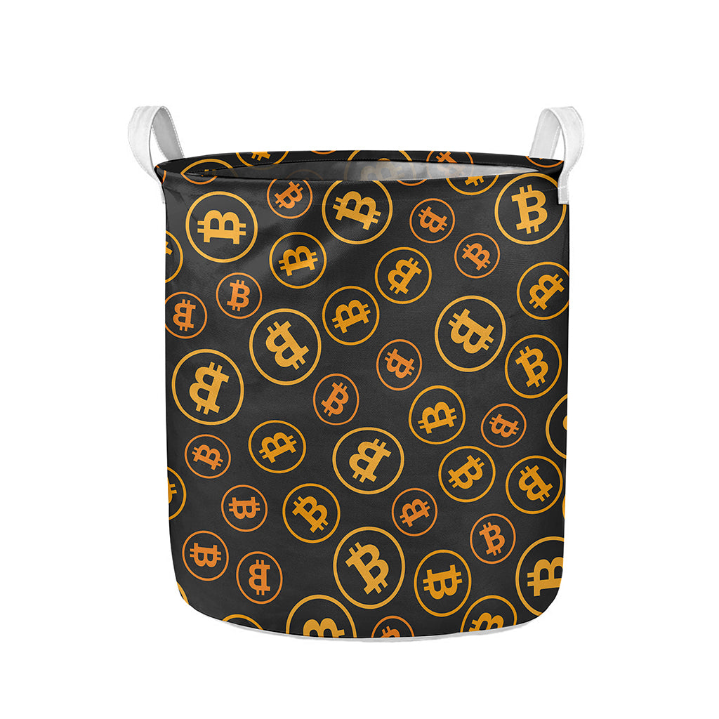Bitcoin Cryptocurrency Pattern Print Collapsible Laundry Basket