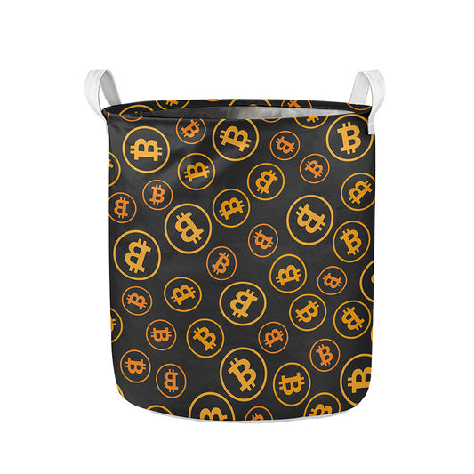 Bitcoin Cryptocurrency Pattern Print Collapsible Laundry Basket