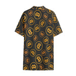 Bitcoin Cryptocurrency Pattern Print Cotton Hawaiian Shirt