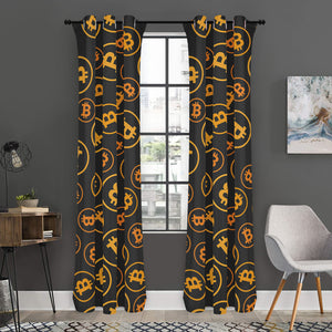 Bitcoin Cryptocurrency Pattern Print Curtain