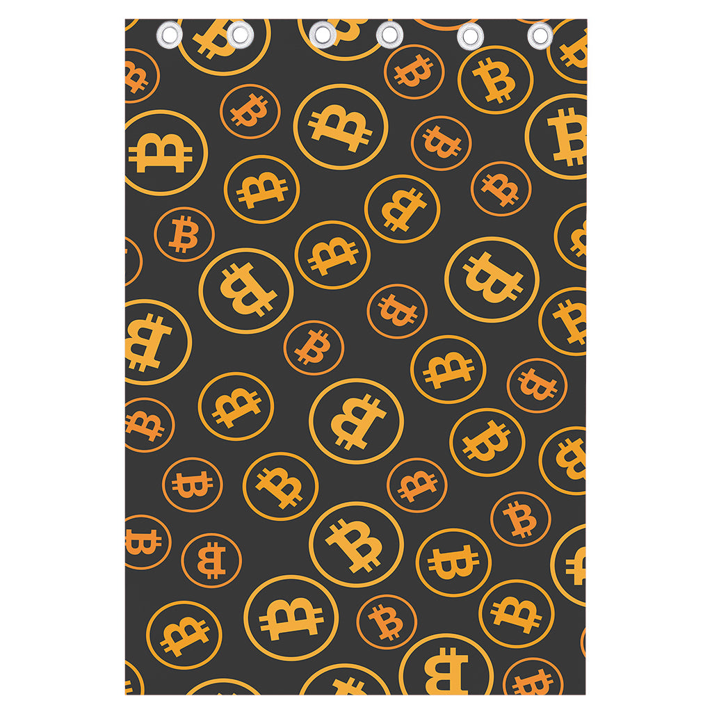 Bitcoin Cryptocurrency Pattern Print Curtain