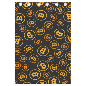 Bitcoin Cryptocurrency Pattern Print Curtain