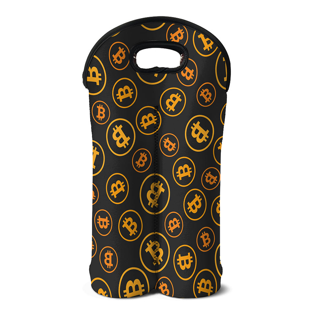 Bitcoin Cryptocurrency Pattern Print Double Neoprene Wine Tote