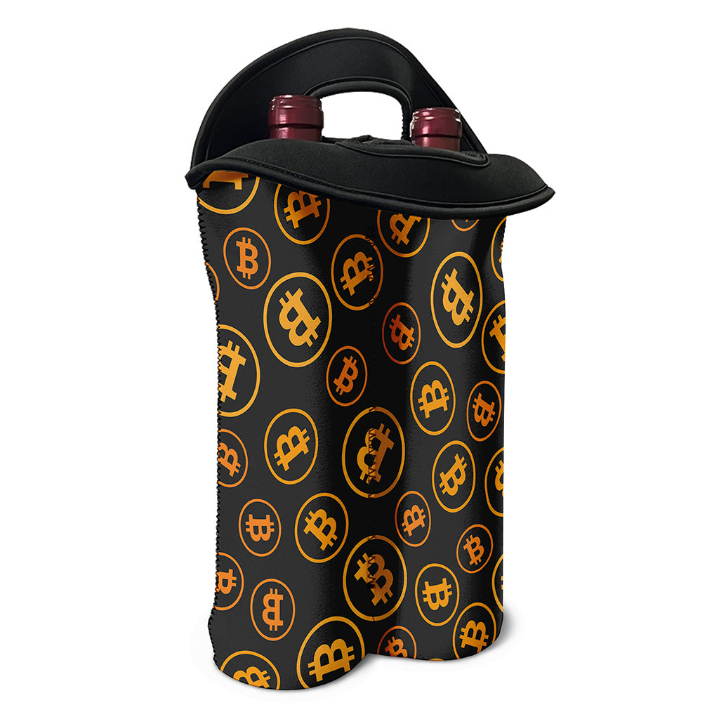 Bitcoin Cryptocurrency Pattern Print Double Neoprene Wine Tote