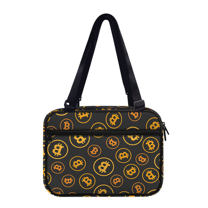 Bitcoin Cryptocurrency Pattern Print Double Strap Bible Bag