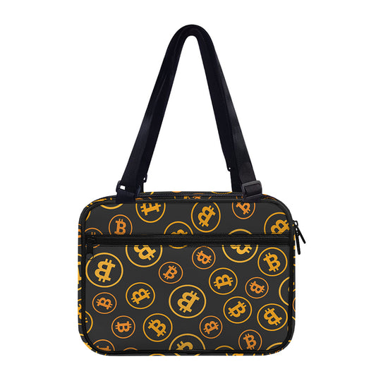 Bitcoin Cryptocurrency Pattern Print Double Strap Bible Bag