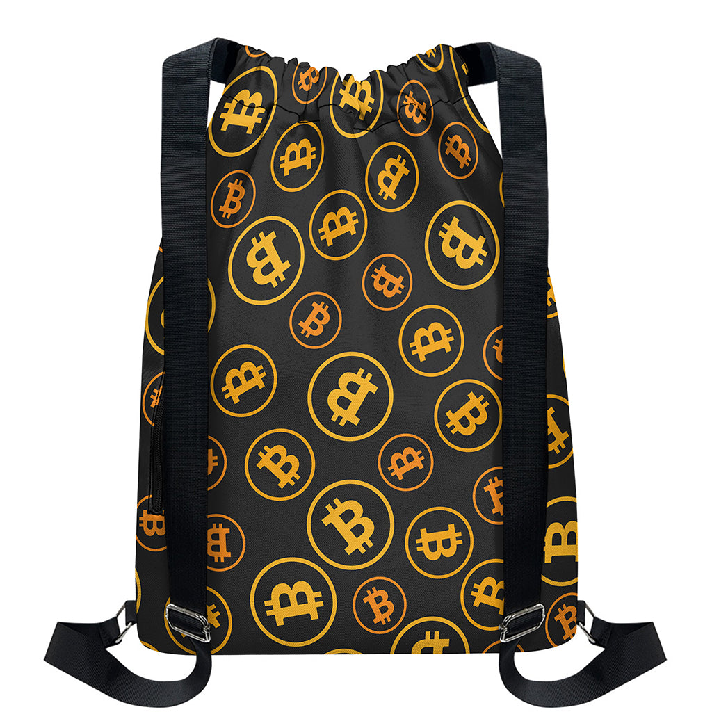 Bitcoin Cryptocurrency Pattern Print Drawstring Backpack