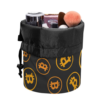 Bitcoin Cryptocurrency Pattern Print Drawstring Makeup Bag