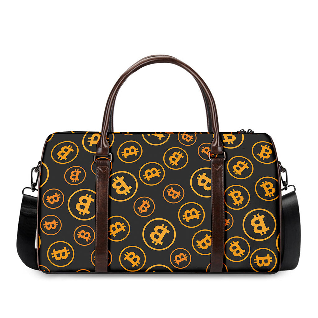 Bitcoin Cryptocurrency Pattern Print Duffle Bag