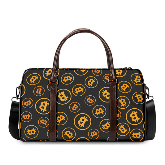 Bitcoin Cryptocurrency Pattern Print Duffle Bag