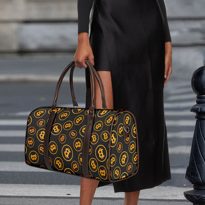 Bitcoin Cryptocurrency Pattern Print Duffle Bag