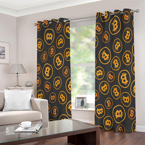 Bitcoin Cryptocurrency Pattern Print Extra Wide Grommet Curtains