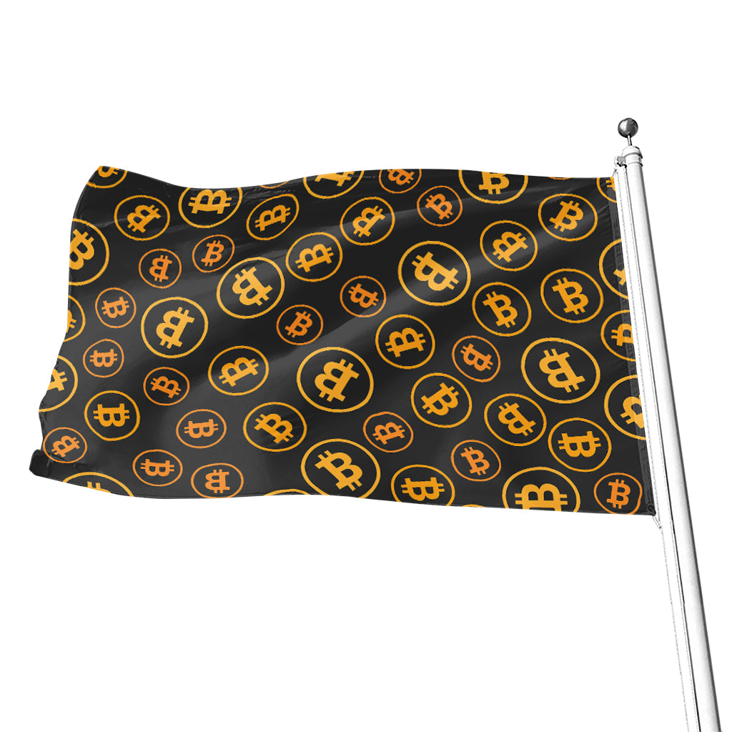 Bitcoin Cryptocurrency Pattern Print Flag