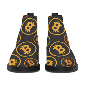 Bitcoin Cryptocurrency Pattern Print Flat Ankle Boots