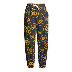 Bitcoin Cryptocurrency Pattern Print Fleece Lined Knit Pants