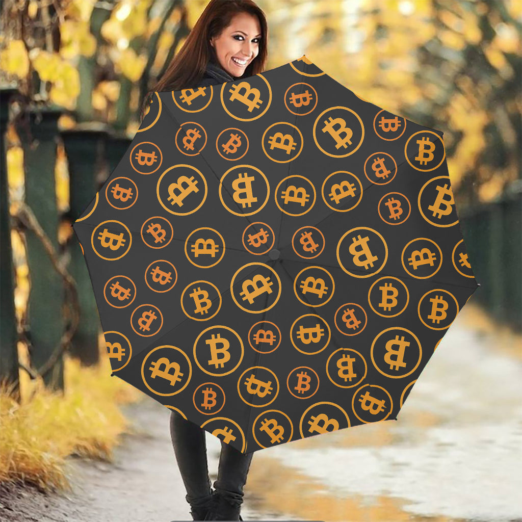 Bitcoin Cryptocurrency Pattern Print Foldable Umbrella