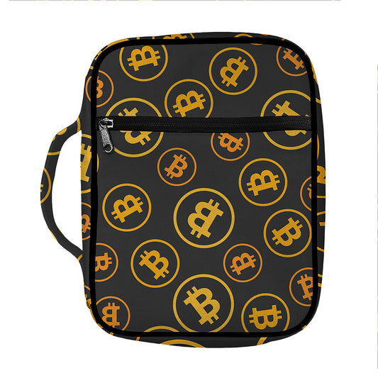 Bitcoin Cryptocurrency Pattern Print Front Pocket Bible Bag