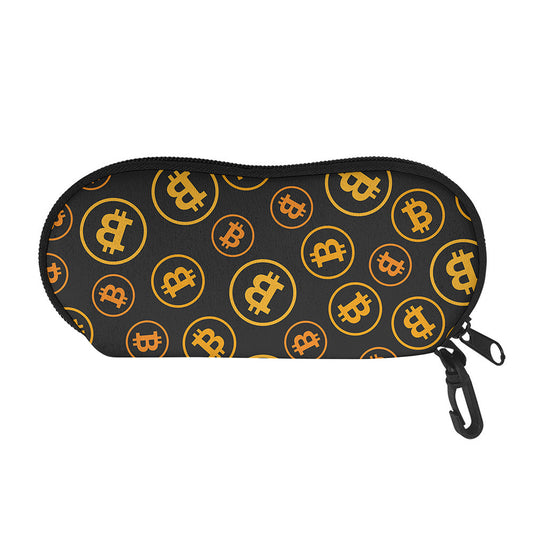 Bitcoin Cryptocurrency Pattern Print Glasses Case