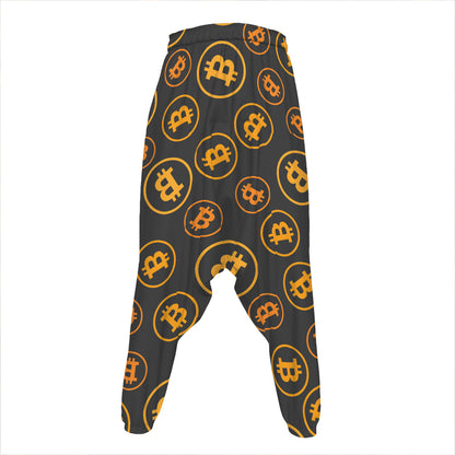 Bitcoin Cryptocurrency Pattern Print Hammer Pants