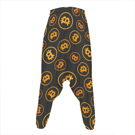 Bitcoin Cryptocurrency Pattern Print Hammer Pants