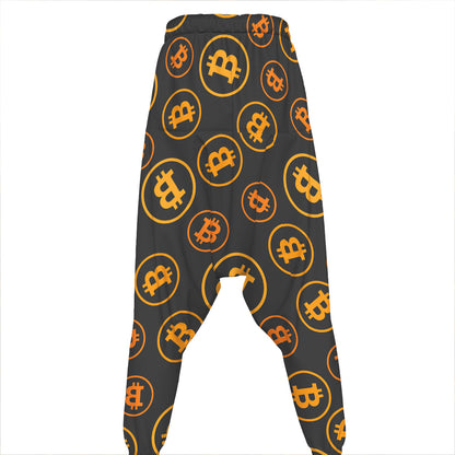 Bitcoin Cryptocurrency Pattern Print Hammer Pants