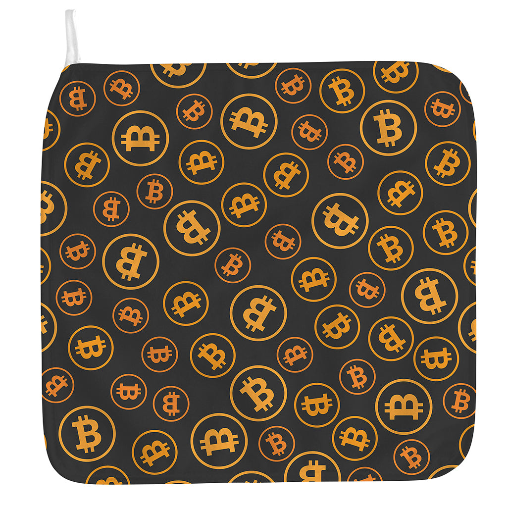 Bitcoin Cryptocurrency Pattern Print Hand Towel