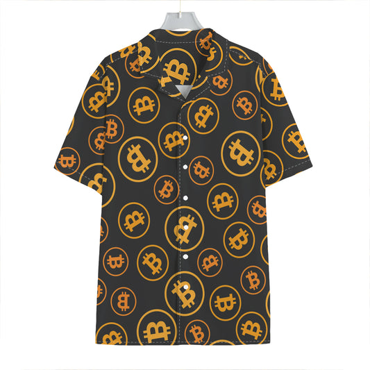 Bitcoin Cryptocurrency Pattern Print Hawaiian Shirt