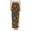 Bitcoin Cryptocurrency Pattern Print High Slit Maxi Skirt