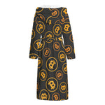 Bitcoin Cryptocurrency Pattern Print Hooded Bathrobe