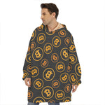 Bitcoin Cryptocurrency Pattern Print Hoodie Blanket