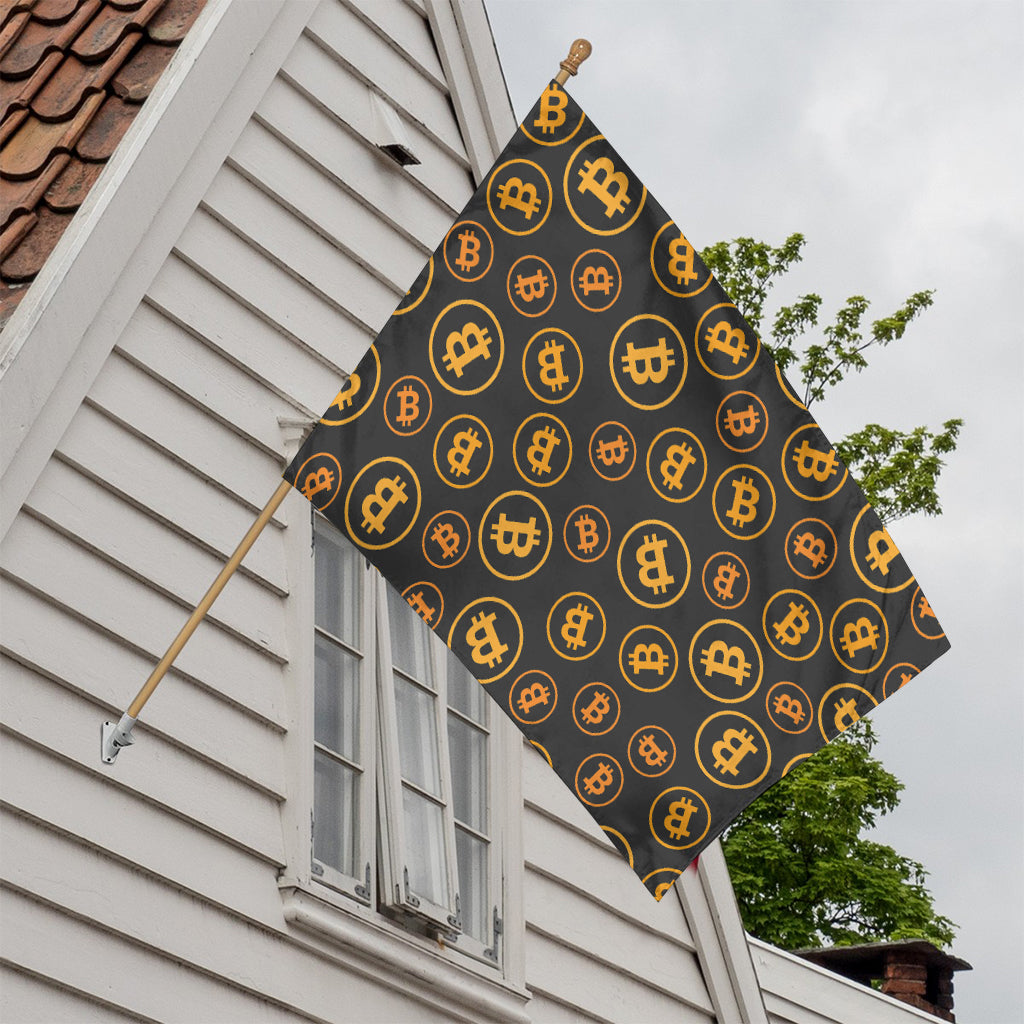 Bitcoin Cryptocurrency Pattern Print House Flag