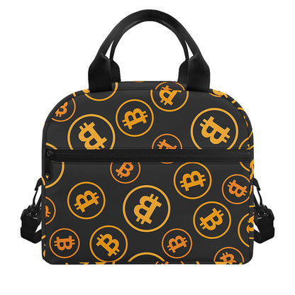 Bitcoin Cryptocurrency Pattern Print Insulated Lunch Bag