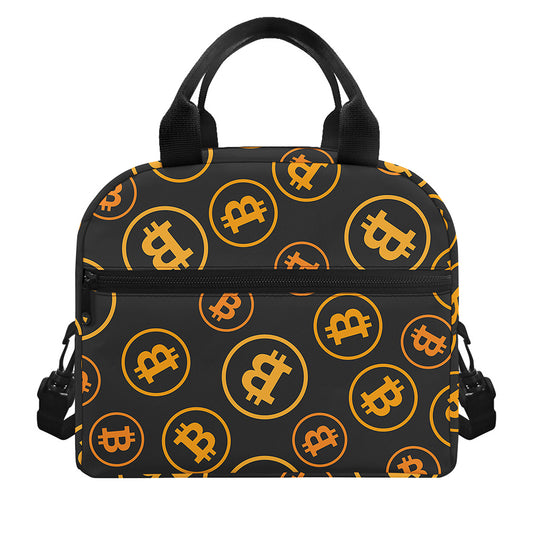 Bitcoin Cryptocurrency Pattern Print Insulated Lunch Bag